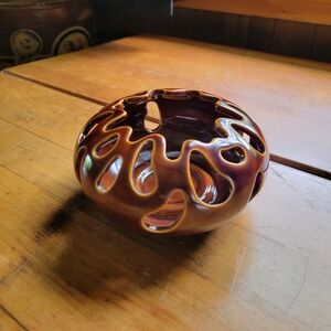 PARTYLITE - CERAMIC CANDLE HOLDER BOWL for Tealight Candle Abstract desi…